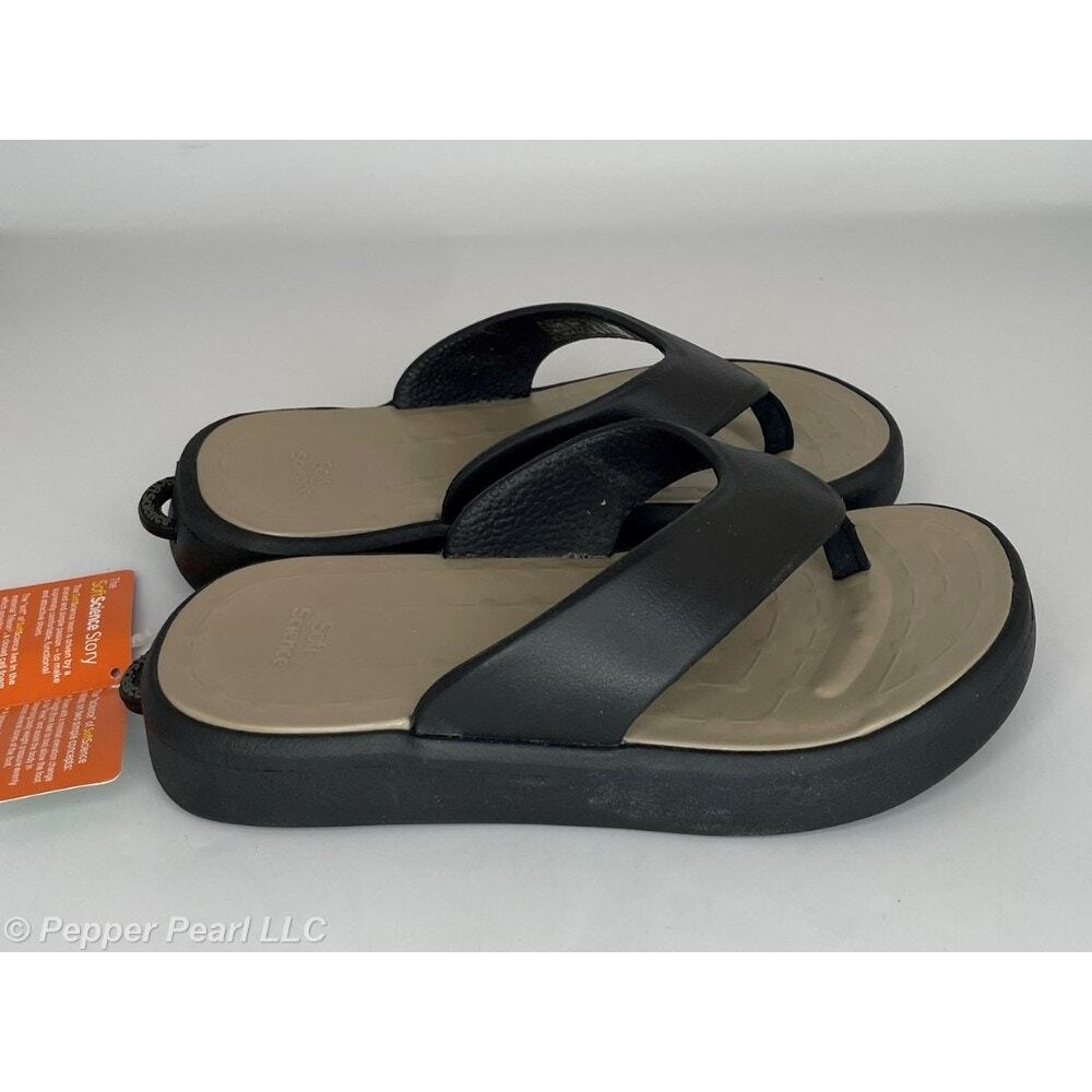 Flip Flop Thong Sandal Black Womens Size 5.5 to 6 Kids 3 Soft Science Skiff